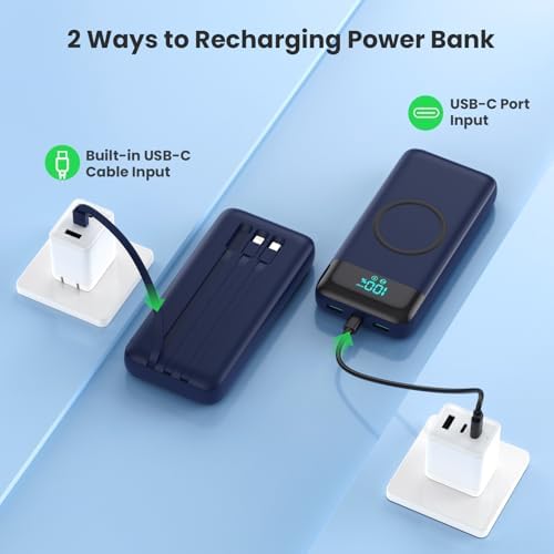 Ultimate 40800 m Ah Multi-Device Wireless Power Bank with Integrated Cables – 15 W Fast Charging Hub for i Phone 16/15/14/13/12 and Samsung Galaxy Series – Exceptional Portability, PD QC 4.0 Technology, LCD Indicator, Lightweight Design for Effortless On-the-Go Power Solutions – Unrivaled Compatibility and Safety Assurance