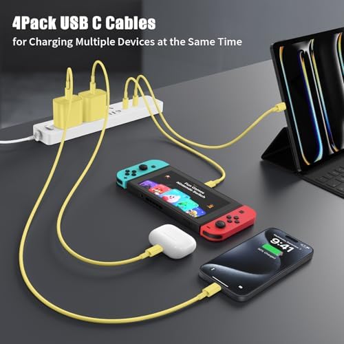 6-Foot USB C Cable for i Phone 15 – 3-Pack Durable Woven Fast Charging Solution for i Phone 16, Mac Book Pro, and Samsung Galaxy S23 Ultra – Optimal Length for Home, Office, and Travel Use – 60 W Power Delivery & High-Speed Data Transfer