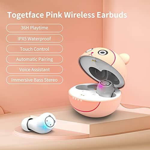 Kids’ Bluetooth 5.1 Wireless Earbuds – Adorable Waterproof Earphones with Dual Mics, 36-Hour Playtime, Hi-Fi Stereo Sound, and Gaming Mode – Perfect for Active Young Listeners and Learning on the Go