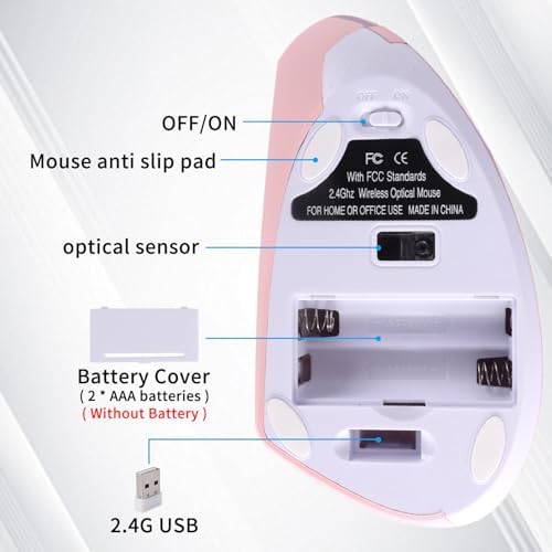 Ergonomic Left-Handed Wireless Mouse – Sleek Pink 2.4 GHz Vertical Design with Customizable DPI, Quiet Click, and 6 Buttons for Enhanced Comfort and Productivity on Laptops and Desktops