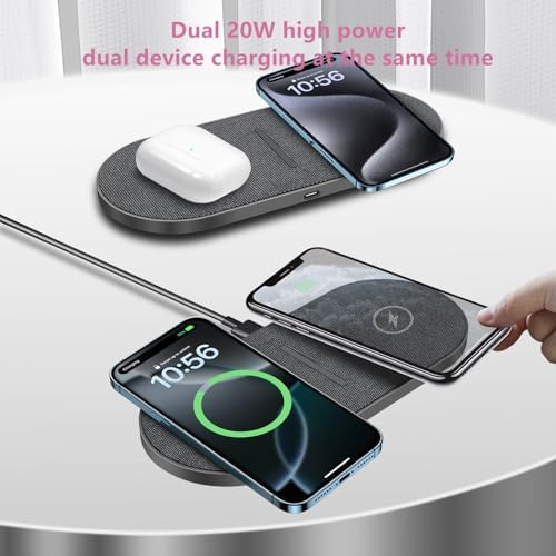 40 W Dual Fast Wireless Charging Pad – Efficient 20 W Charging for i Phone 16-11, Air Pods & Samsung Galaxy – Sleek Design for Home & Office Use – Versatile Charging Station with Enhanced Compatibility and Speed
