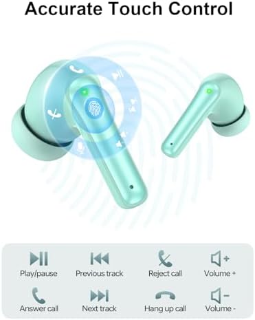 Elevate Your Audio Experience with Light Green Wireless Earbuds – Premium Bluetooth 5.0 Headphones Featuring 40-Hour Playtime, Deep Bass Sound, IPX7 Waterproof Design for Active Lifestyles, and LED Battery Indicator for Ultimate Convenience, Ideal for Fitness Enthusiasts and Music Lovers