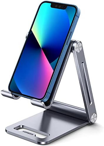 UGREEN Phone Stand for Desk Cell Phone Holder Adjustable Compatible with iPhone 15/14/13/12 Pro Max/11/XS Max/XR/X/8 Plus/Nintendo Switch, Aluminum Metal Desktop Stand Portable, Space Grey – Enhanced Compatibility and Speed