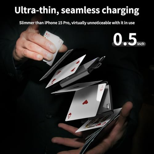 Ultra-Slim Magnetic Power Bank – 10,000 m Ah Portable Charger with Built-In Cable for i Phone 15/14/13/12 – Fast 20 W USB-C Two-Way Charging, Lightweight & Compact Design in Stylish Gray – Essential Travel Power Solution