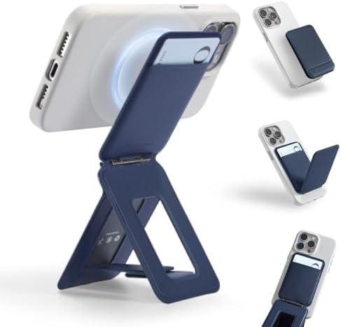 MOFT Phone Stand, Magnetic Phone Tripod Stand Stain-Resistant MOVAS Leather & Angle Adjustment & Strong Magnets Tripod for iPhone 16/15/14/13/12 (Included Metal Ring)-Misty Cove – Enhanced Compatibility and Speed