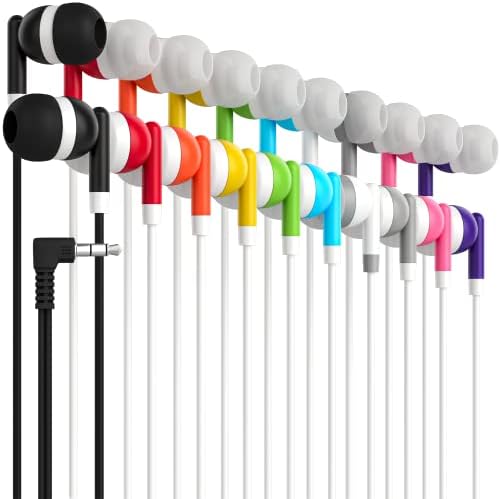 Maeline 100-Pack Bulk Earbuds with 3.5 mm Connector – Multi-Color Stereo Earphones for Schools, Events, and Promotions – Superior Sound Quality and Comfort for Everyday Use