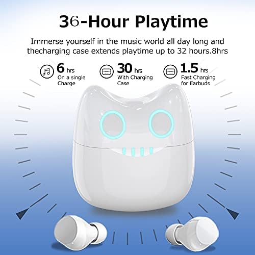 Adorable Panda-Themed Kids Wireless Earbuds – Bluetooth 5.0 with 36 Hours Playtime & IPX6 Waterproof for Active Lifestyles – 3 D Stereo Sound & Built-in Mic for Hands-Free Calling – Perfect for Children and Adults