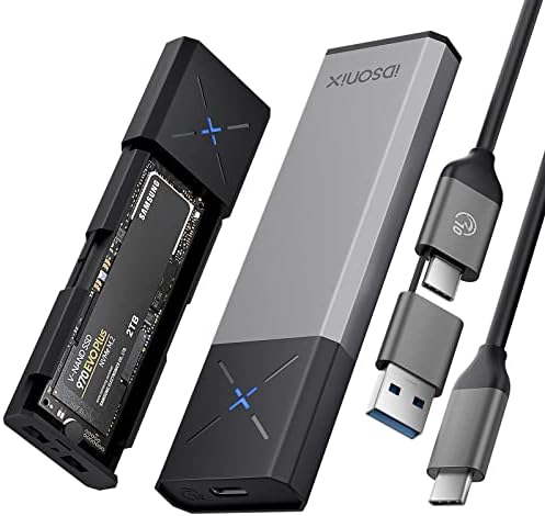 i Dsonix High-Speed M.2 NVMe Enclosure Adapter with Heavy-Duty Protector – 10 Gbps USB C SSD Converter for M.2 PCIe & AHCI SATA – Ultimate Portable Storage Solution with Enhanced Durability and Rapid Data Transfer Efficiency