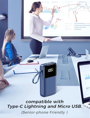15000 m Ah Portable Power Bank with Built-in Multi-Cables, 22.5 W Fast Charging, and 6 Output Ports – Ultra-Slim Travel Battery Pack with Smart LED Display for i Phone 16/15/14/13, Samsung, and More – Perfect for On-the-Go Charging and Air Travel Safety