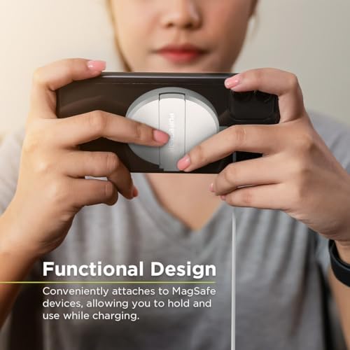 Revolutionize Your Charging Experience with the Pure Gear Kickstand 15 W Qi-Certified Fast Wireless Charging Pad – Magnetic Design for i Phone 16/16 Pro Max/15/15 Pro/14/13/12 Compatible with Mag Safe Cases, Air Pods, Galaxy S24/S23 & More – Sleek, Portable, and Efficient Power Delivery with Built-in Kickstand for Hands-Free Use