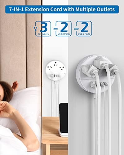 NTONPOWER 10 FT 2 Prong to 3 Prong Power Strip with 4 USB Ports – Wall-Mountable Non-Grounded Outlet Adapter for Enhanced Device Charging and Flexible Placement in Older Homes – 180° Non-Polarized Design for Maximum Convenience and Safety