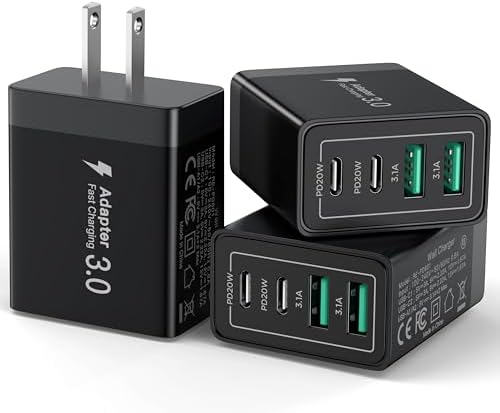 Aioneus 40 W USB C Fast Charging Block – 4-Port Dual PD & QC Wall Charger for i Phone 11-16, i Pad & Samsung Devices – Compact, High-Performance Power Adapter with Enhanced Safety Features for Home & Travel