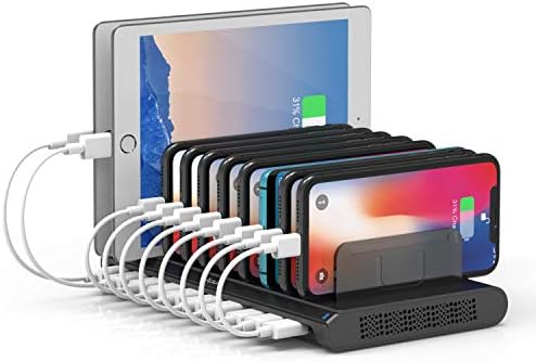 Alxum 10-Port USB Charging Hub – 60 W High-Speed Multi-Device Charger for Smartphones & Tablets – Fast Charging Station with Smart IC Technology for Optimal Power Distribution – Sleek Black Design for Home & Office Use – Ideal USB Charging Solution for Family & Workstations