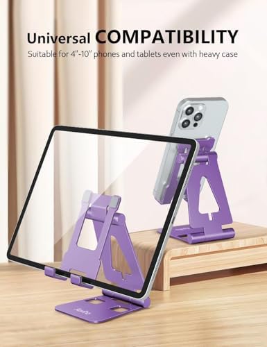 Cell Phone Stand for Desk, Adjustable Desktop Phone Holder Stand, Foldable Moblie Phone Dock for iPhone 15 14 13 12 11 Pro Xs Max Xr X 8 7 6 5 5s SE Nintendo Switch All Phones, Rose Gold – Enhanced Compatibility and Speed