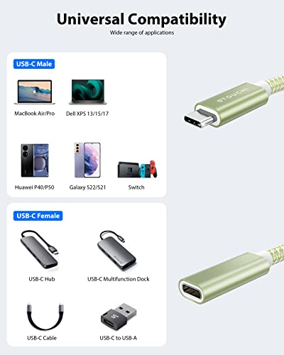 Stouchi 6.6 FT USB-C Extension Cable – Type C 3.1 Male to Female, Ultra-Fast Charging & Data Transfer for PSVR2, Galaxy S23, i Pad Mini/Pro, Mac Book Air M1/M2, and Mag Safe – Enhanced Connectivity & Durability for Gaming and Streaming