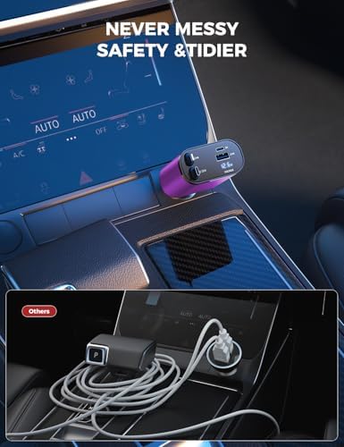 Introducing the SUPERONE 4-in-1 Retractable Fast Car Charger: Ultimate On-the-Go Charging Solution for i Phone, Galaxy & Pixel Devices – Featuring 2.6 ft Tangle-Free Cord, Enhanced USB C & Apple Compatibility, and Sleek Design for Effortless Portability. Experience lightning-fast charging to keep your devices powered during road trips or daily commutes, ensuring you’re always connected. This innovative retractable charger is engineered for maximum efficiency, accommodating a wide range of smartphones including i Phone 16, 15/15 Pro Max, 14, 13, 12, 11 and popular Galaxy and Pixel models. With its compact construction and high-quality materials, this charger not only enhances your charging experience but also withstands everyday wear and tear. Elevate your mobile charging with the SUPERONE car charger – where convenience meets cutting-edge technology for busy professionals and families on the move.
