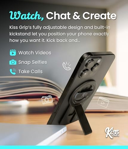 Mag Safe 360° Spin Tripod Phone Grip – Ultra-Thin Magnetic Kickstand for Effortless Wireless Charging and Dynamic Selfie Support – Versatile Loop Design for Stability and On-the-Go Convenience
