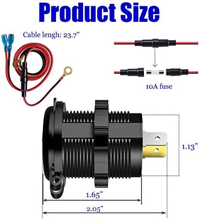 YONHAN 12 V USB Quick Charge 3.0 Dual Charger Socket with Integrated LED Voltmeter – Durable Waterproof Aluminum Adapter for Cars, Trucks, RVs & Marine Use – Rapid On-the-Go Device Charging Solution
