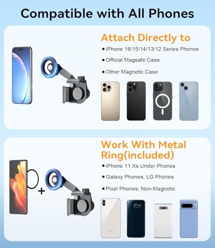 CloudValley Phone Mount for Tesla Model Y Juniper Model 3 Highland Model S/X 2025, Magnetic Metal Car Mount, Adjustable & Extendable, No Glue Required, Compatible with MagSafe iPhone 16/15/14/13/12 – Enhanced Compatibility and Speed