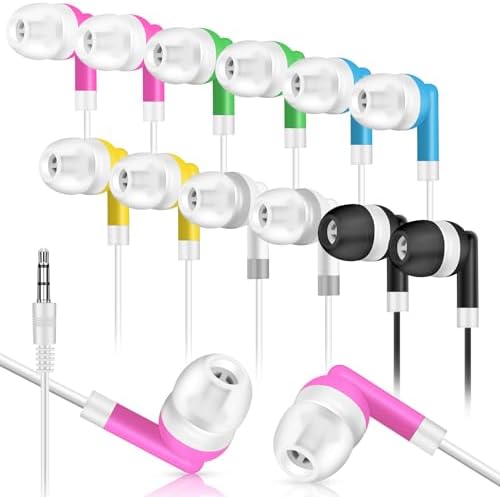 Bulk Kids Earbuds Headphones 50 Pack – Multi-Colored Wired Earphones Ideal for Classroom & Group Activities – Individually Bagged for Hygiene & Easy Distribution – Enhanced Compatibility for Seamless Connectivity – Durable Design for Everyday Use – Perfect for Educational Videos & Audiobooks
