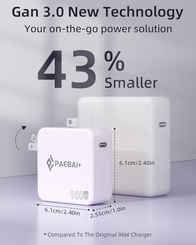 Ultimate PAEBAI+ 100 W USB-C Ga N Fast Charger: Compact, Foldable Wall Adapter for Mac Book Pro, i Phone 15/16, and Diverse USB-C Devices – 6.6 ft Durable Type-C Cable for Rapid Charging – Unmatched Versatility and Safety Features for Efficient On-the-Go Power Solutions