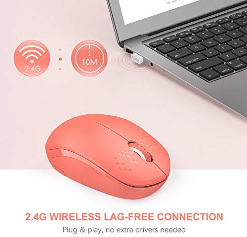 Light Blue Wireless Mouse – Ultra-Quiet 2.4 GHz Noiseless Computer Mouse with USB Receiver for Seamless Windows Experience – Portable, Ergonomic Design for Home, Office, or Travel