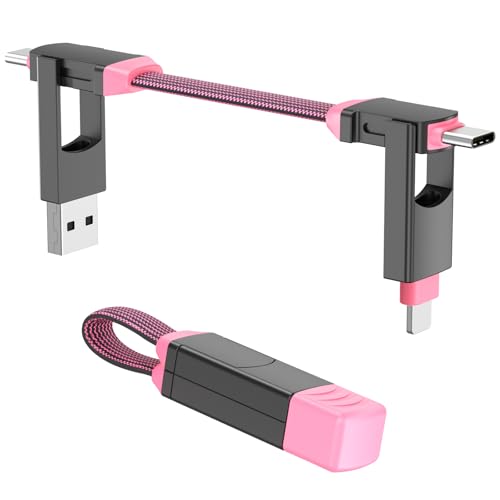 【2Pack】 Magnetic Keyring 4 in 1 Fast Charger Cord Multi Charging Cable Short for Travel Portable,USB A/C to Type C/L Port Cable for Phone/Pad/MacBook/Galaxy/Power Bank for Gifts(Blue) – Enhanced Compatibility and Speed