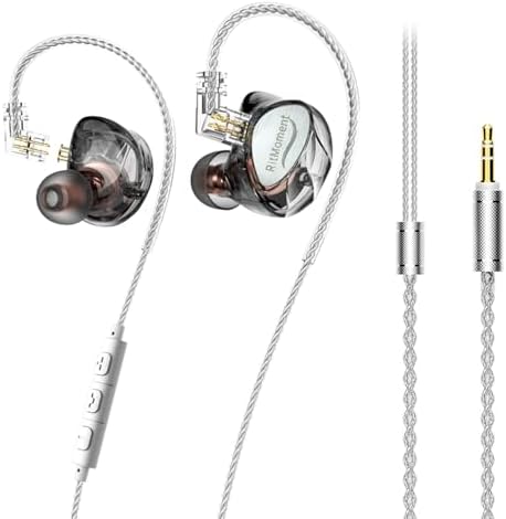 Rit Moment IE10 Wired Earbuds – Professional IEMs with Dual Dynamic Drivers for Exceptional Clarity and Deep Bass, Ergonomic Noise Isolation Design, 3.5 mm Connector with Integrated Mic for Effortless Hands-Free Communication – Sleek Black Finish Perfect for Musicians, Audiophiles, and Gamers Seeking Unrivaled Sound Quality and Long-Lasting Durability