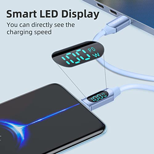 Ultra-Fast 100 W USB C to USB C Cable 2-Pack – 6.6 FT Silicone Charging Cables with LED Display for Samsung Galaxy Z Flip5, Fold5, Flip4, Fold4 – High-Speed 5 A Power Delivery, Enhanced Durability, and Compatibility for All Your Devices