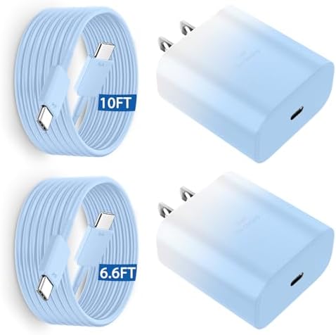 Super Fast 45 W Samsung USB-C Charger with 10 FT Pink Cable – Ultimate Charging Solution for Galaxy S25/S24/S23 Ultra, Stylish & Efficient Power Adapter for Quick Device Boosts and Enhanced Compatibility