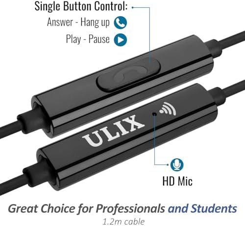 Uli X Rider Wired Earbuds – Superior In-Ear Headphones with Anti-Tangle Cable and Microphone for Seamless Hands-Free Calls, Perfectly Designed for Small Ears and Enhanced Compatibility with i Phone, i Pad, Samsung Devices – Ideal for Students, Kids, and Women – Backed by 5-Year Warranty for Unmatched Quality and Comfort