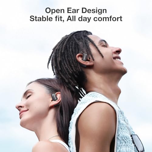 Elevate Your Sound Journey with CT3 Open Ear Bluetooth Headphones – 32-Hour Playtime for Endless Enjoyment, IPX5 Waterproof for Active Lifestyles, and Advanced 4-Mic ENC for Clear Conversations – Tailored EQ App and Ergonomically Designed Earhooks for Ultimate Comfort During Workouts, Running, or Cycling – Seamless Bluetooth 5.4 Connectivity for Uninterrupted Listening Experience