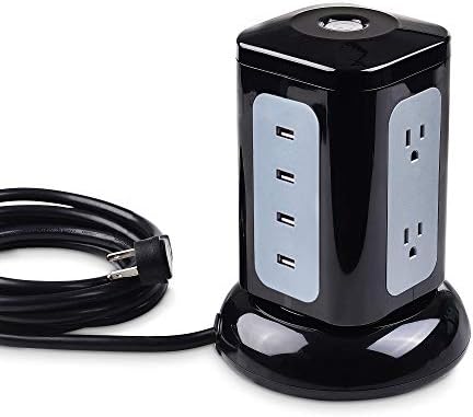 Cable Matters 6-Outlet Surge Protector Tower with 4 Fast USB Charging Ports (Total 4.2 A) and 10-Foot Extended Power Cord – Ultimate Device Safety and Versatile Connectivity Solution for Home and Office Cable Matters 6-Outlet Surge Protector Tower with 4 Fast USB Charging Ports (Total 4.2 A) and 10-Foot Extended Power Cord – Ultimate Device Safety and Versatile Connectivity Solution for Home and Office