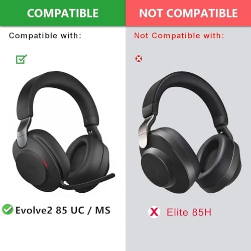 Upgrade Your Jabra Evolve2 85 Wireless Headphones with Luxurious Protein Leather Ear Pads – Advanced Noise Isolation Foam for Superior Comfort and Immersive Sound Quality, Compatible with UC/MS Models Only