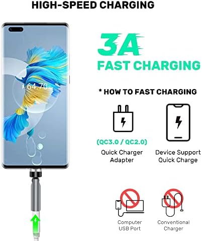 Revolutionize Your Charging with 540° Rotate Magnetic Charging Cables – 6.6 ft, 3-Pack, Universal Compatibility for USB Type C & Micro USB Devices, Fast Charging & 480 Mbps Data Transfer for Effortless Connectivity