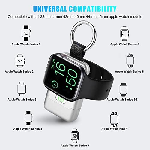 Compact Magnetic Wireless Power Bank for Apple Watch – HUOTO 1400 m Ah Travel Charger with Keychain Attachment for Series 9/8/7/6/SE/5/4/3/2/1/UItra/UItra 2 – Fast, Reliable Charging On-the-Go