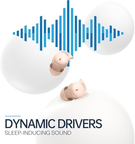 Ultimate Comfort Bluetooth 5.3 Sleep Earbuds for Side Sleepers – Invisible Design with Noise-Cancelling Technology in Beige – Waterproof and Lightweight for Meditation, Relaxation, and Outdoor Use