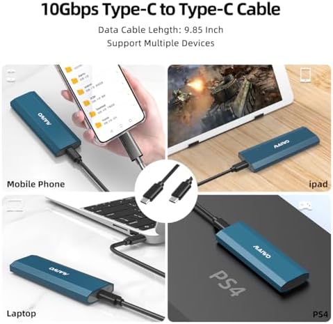 MAIWO 10 Gbps M.2 SSD Enclosure – Tool-Free USB C 3.1 Adapter for PCIe NVMe & NGFF SATA Drives, Supports Up to 8 TB, UASP & TRIM Enabled for Superior Data Transfer & Portability, Ideal for Fast File Backup & Gaming Storage