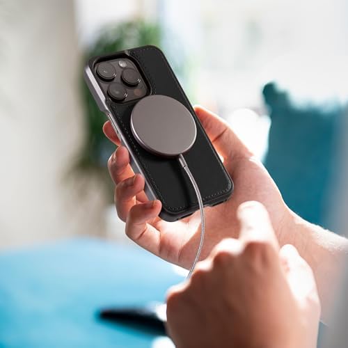 Dreem Empower Magnetic Wireless Charger Pad – High-Speed Mag Safe & Qi-Certified Charging Solution with Premium Vegan Leather Finish in Coffee – Effortless Device Alignment & Enhanced Overheat Protection for a Stylish, Tangle-Free Experience