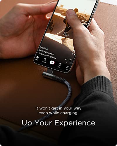 AINOPE Right Angle USB C Cable – 2-Pack (10 ft + 10 ft) Fast Charging 3.1 A Nylon Braided Charger for Enhanced Device Compatibility, Ideal for Gaming and Multitasking, Durable Black Design