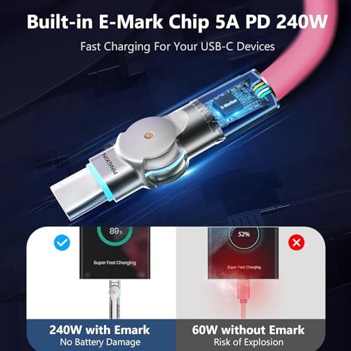 Maximize Your Charging Potential with 10 ft USB C to USB C Cable – 2-Pack, 240 W Fast Power Delivery for i Phone 16, Mac Book Air, Galaxy S23/S24, Durable Construction with Reinforced Connectors, Stylish Orange & White Design for Enhanced Flexibility and Performance