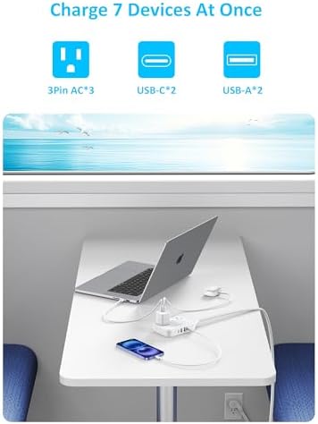 Maximize Your Charging Efficiency with Huntkey Easy Combo Surge Protector Power Strip – 6 AC Outlets & 4 USB Ports (2 USB-C, 2 USB-A), Customizable Cord Length for Ultimate Workspace Flexibility, Ideal for Home Office & Electronics Protection