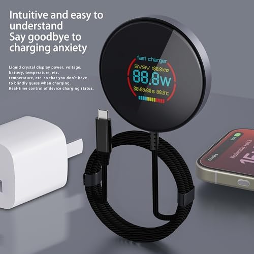 HYDGYC 15 W Mag Safe Wireless Charging Pad – Ultimate Fast Charging Solution for i Phone 16 Series & Air Pods – Sleek Black Design with 3.3 ft Cable – Effortless Magnetic Alignment for Tangle-Free Power – Compatible with i Phone Models 12, 13, 14 & More – Elevate Your Charging Experience with Reliable Speed and Style