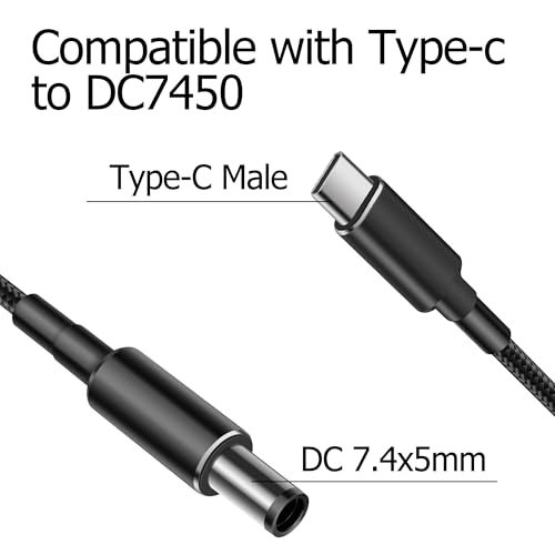 YAODHAOD USB C to DC 7.4mm x 5.0mm (7.4mm x 0.6mm) Power Charging Cord, PD 100W USB Type-C Mable DC7450 Output 5V/9V/20V Converter Cable for Phones,Tablets,Laptops – Enhanced Compatibility and Speed