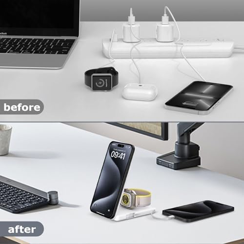 Revolutionize Your Charging Routine with the DDUAN 3-in-1 Wireless Charging Station: Fast USB-C Magnetic Power Bank for i Phone 16/15/14/13/12 and Apple Watch – Portable Foldable Design in Sleek White for Effortless On-the-Go Power Management