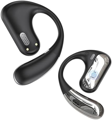 Elevate Your Active Lifestyle with Premium Open Ear Bluetooth 5.4 Sports Headphones – 50-Hour Long Battery Life, Waterproof Durability, and Fast Charging LED Case for Maximum Convenience – Lightweight Design with Secure Fit for Optimal Performance and Safety During Workouts and Daily Activities (Black)