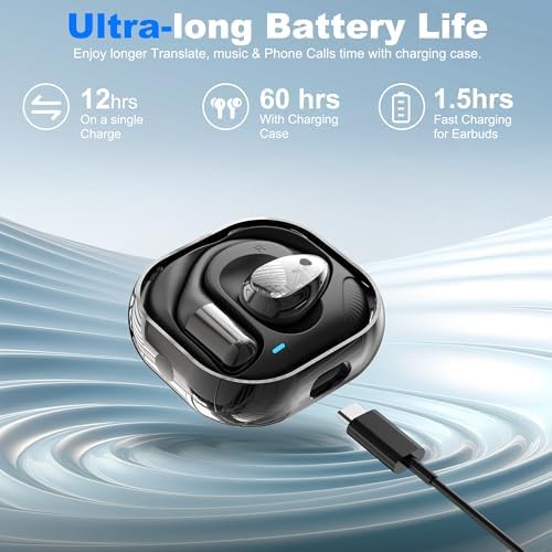 AI-Powered Translation Earbuds: 3-in-1 Real-Time Language Converter with Premium Stereo Sound, Seamlessly Compatible with i OS & Android – Effortless Global Communication in 144 Languages, Lightweight Noise-Cancellation Design for Ultimate All-Day Comfort (Ivory)