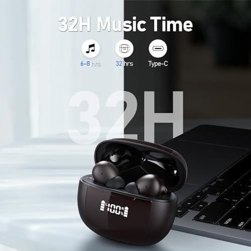 Premium Wireless Earbuds with Bluetooth 5.3 – Deep Bass Stereo Sound & IP67 Waterproof for Ultimate Durability – True Wireless Design with LED Power Display Charging Case – Perfect for Sports, Workouts, and Leisure Listening – Enhanced Compatibility & Clear Calls with Built-in Microphone – Elevate Your Audio Experience with CALCINI