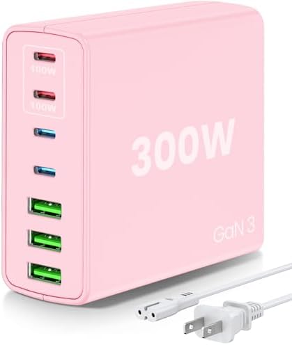 Power Up Efficiently: 300 W 7-Port USB-C Fast Charger Station – Dual PPS PD 100 W Laptop Power Adapter for Multi-Device Charging – Compact & Reliable Wall Hub in Blue – Perfect for Home & Office Use