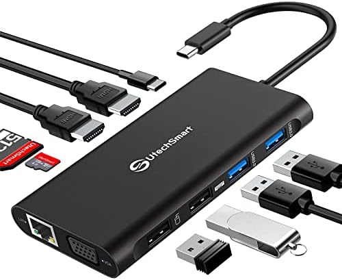 Supercharge Your Mac Book with Utech Smart 7-in-2 USB C Hub Adapter – Ultimate Multiport Solution Featuring Thunderbolt 3, 4 K HDMI, 100 W PD, and 3 USB 3.0 Ports for Seamless Connectivity and Fast Charging – Perfect for Professionals and Creatives on the Go